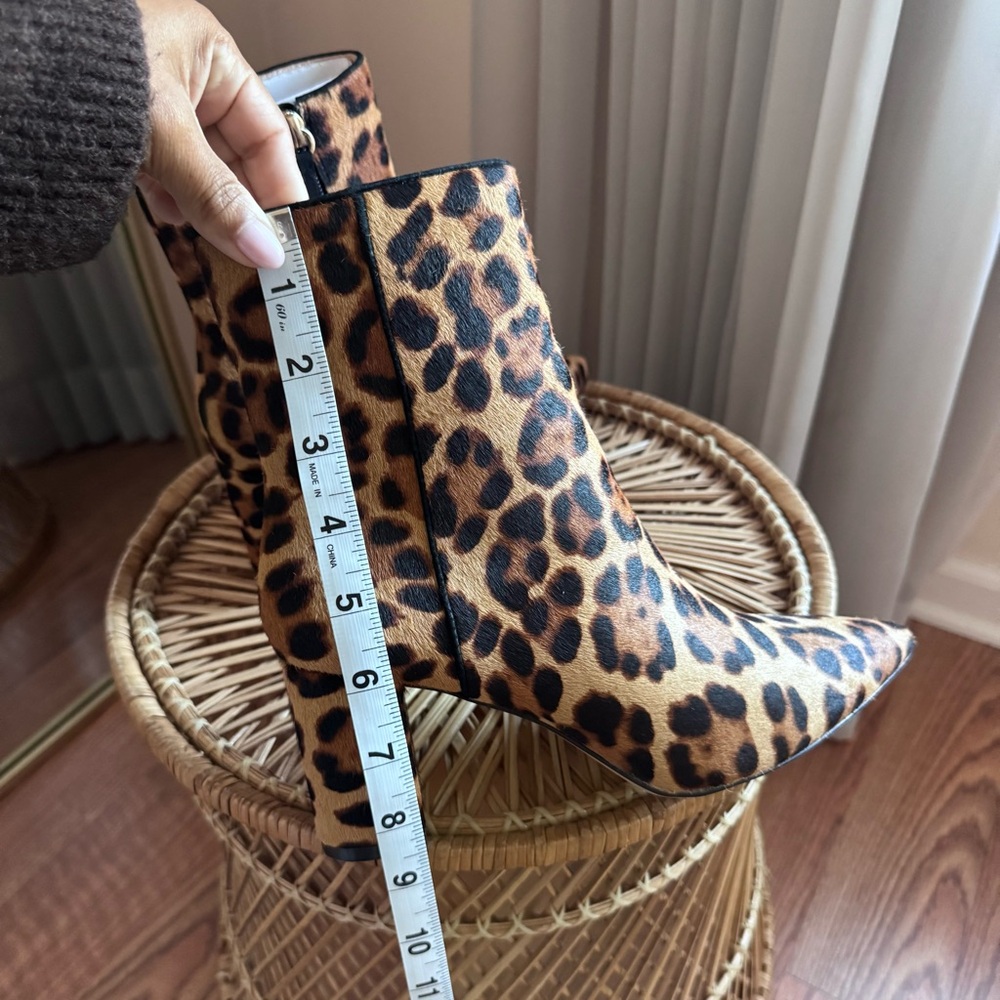 J. Crew Leopard Calf Hair Pointed Toe Boots Size 6.5 - Picture 9 of 9